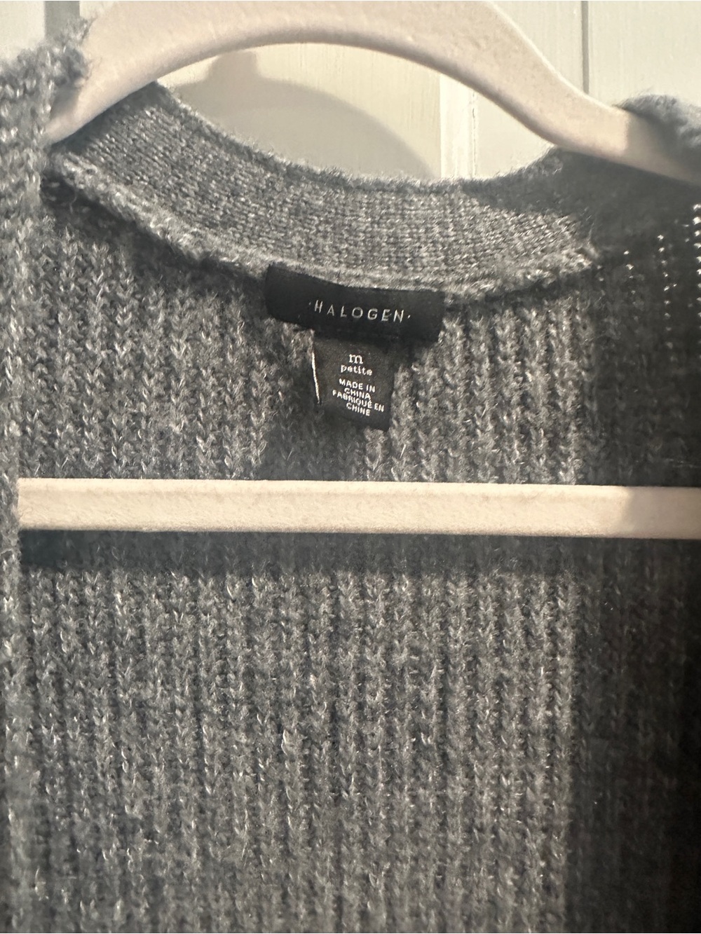 Halogen Long Open-Front Ribbed Cardigan - Gray - Picture 3 of 3